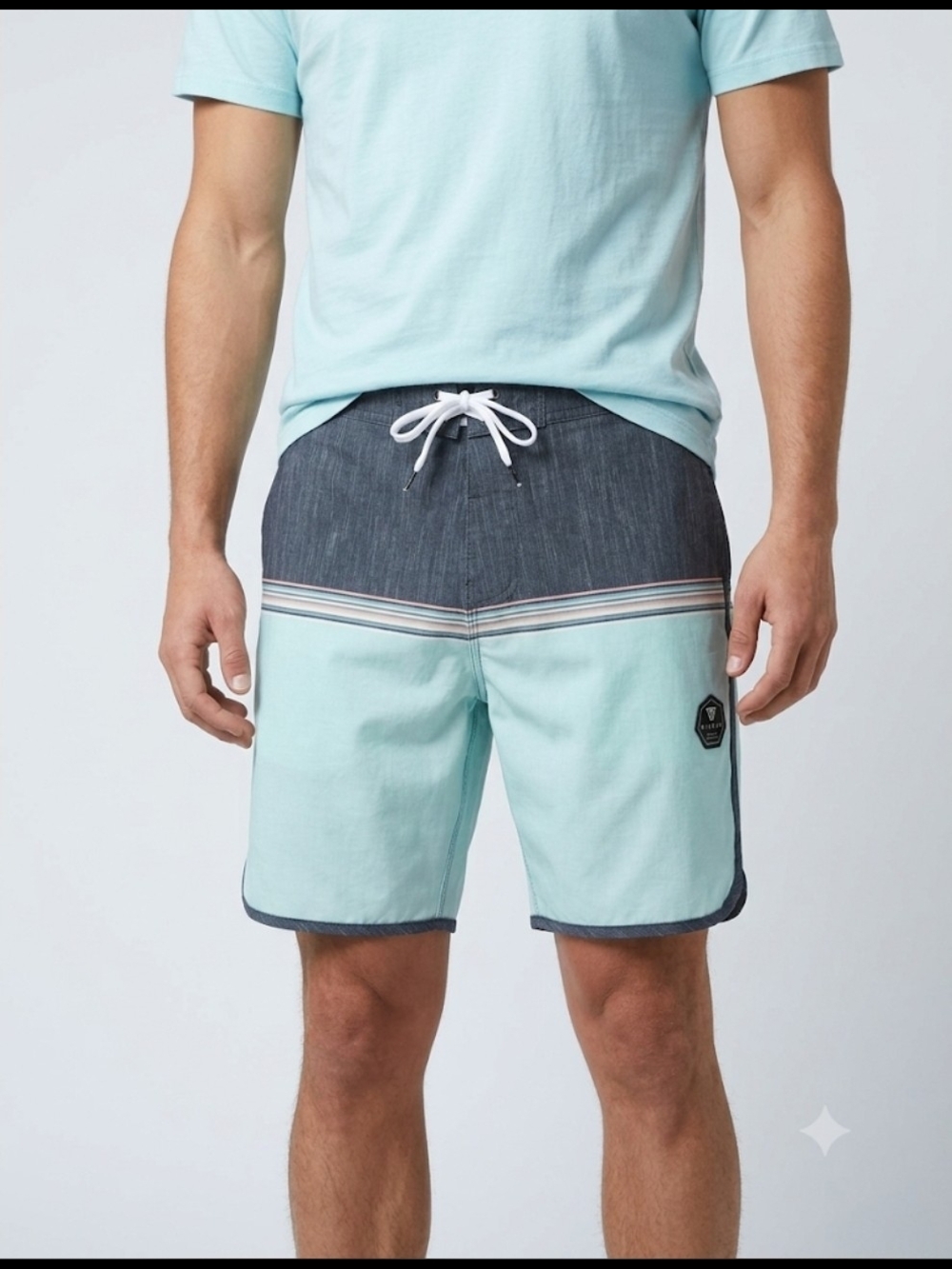 VISSLA Board/Surf Two-Tone Aqua and Navy Shorts-19" Size 32" Waist NWOT
